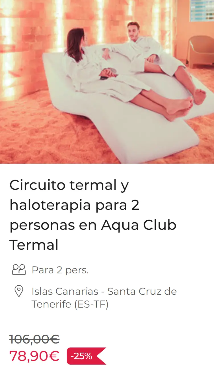Circuito termal y haloterapia para 2 personas en Aqua Club Termal