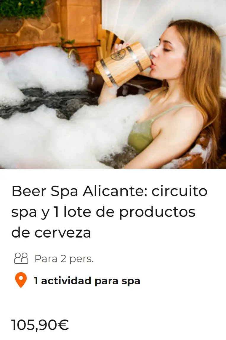 Beer Spa Alicante: circuito spa y 1 lote de productos de cerveza