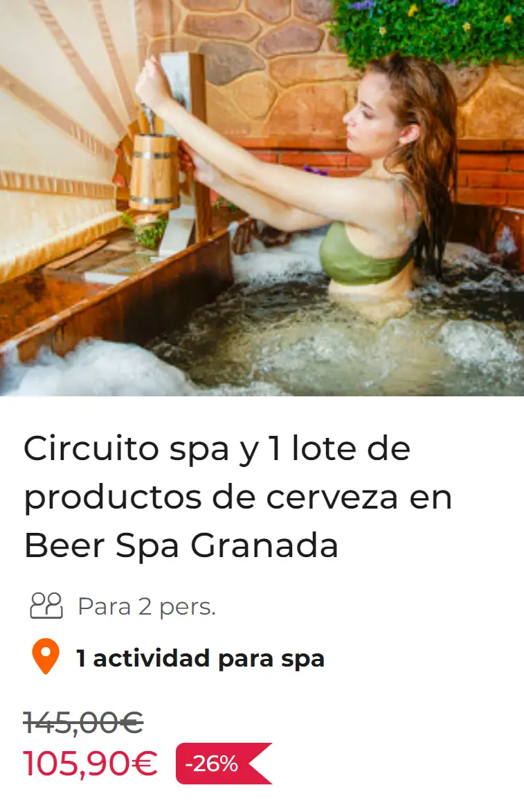Circuito spa y 1 lote de productos de cerveza en Beer Spa Granada