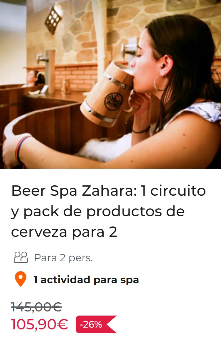 Beer Spa Zahara: 1 circuito y pack de productos de cerveza para 2
