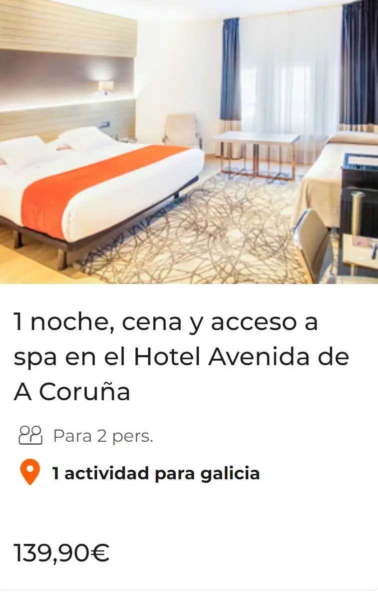 1 noche, cena y acceso a spa en el Hotel Avenida de A Coruña