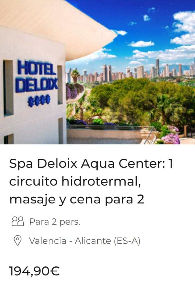 Spa Deloix Aqua Center: 1 circuito hidrotermal, masaje y cena para 2