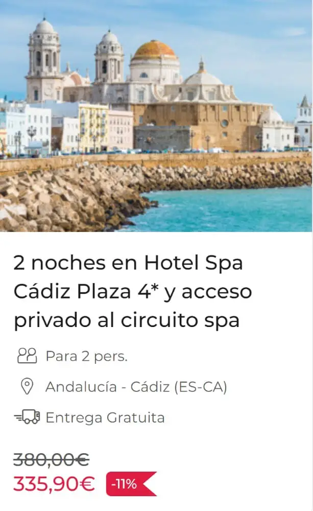 2 noches en Hotel Spa Cádiz Plaza 4* y acceso privado al circuito spa