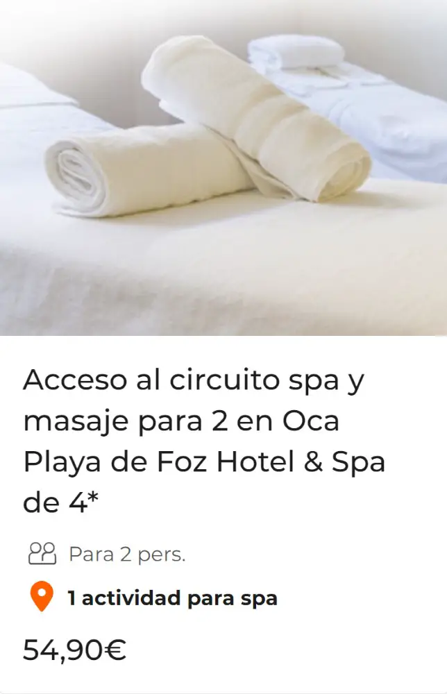 Acceso al circuito spa y masaje para 2 en Oca Playa de Foz Hotel & Spa de 4*