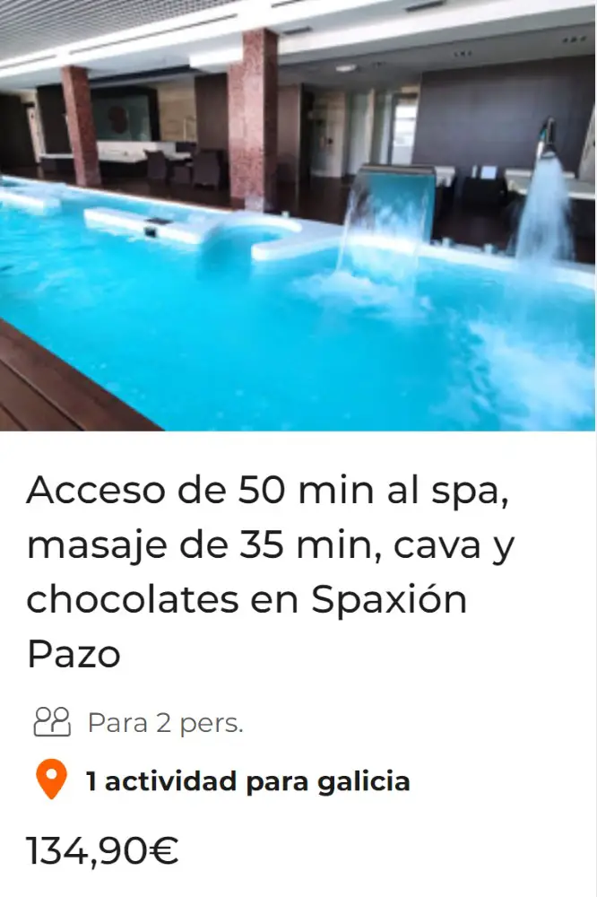 Acceso de 50 min al spa, masaje de 35 min, cava y chocolates en Spaxión Pazo